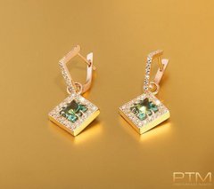 Серьги с кварцем "Первый лист"