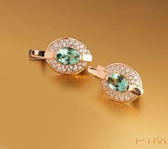 Овальные серьги с зеленым кварцем