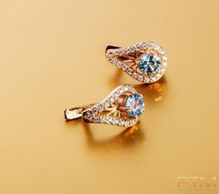 Золотые серьги с камнями "Слеза феи"