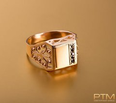 Перстень с черными фианитами